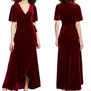 Leith Velour Maxi Wrap Dress
